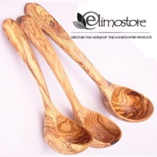 Set 3 mestoli in legno di ulivo per zuppa - Misure 27, 32 e 36 cm